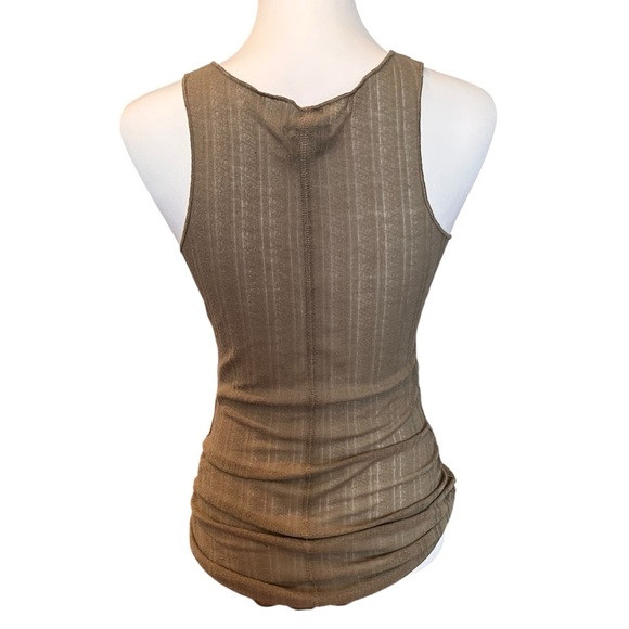 CALVIN KLEIN Ribbed Tank Top Sleeveless Ruched Side Detail Casual Everyday SZ L - Picture 3 of 6